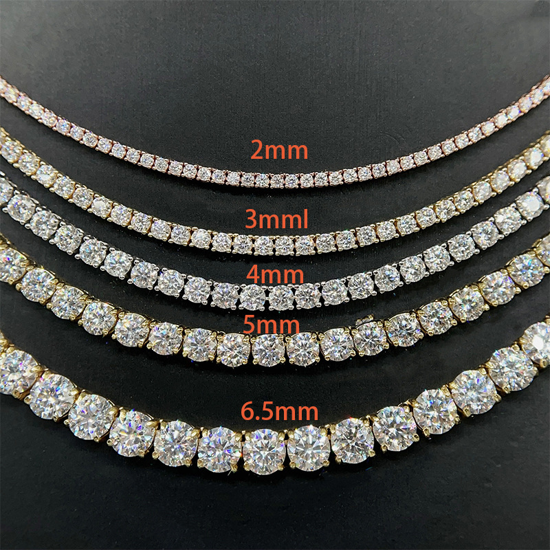 2025 Newest 925 Silver Ice Diamond Tennis Chain Bracelet Red 65mm Moissanite Gold Plated Certified GRA for Parties