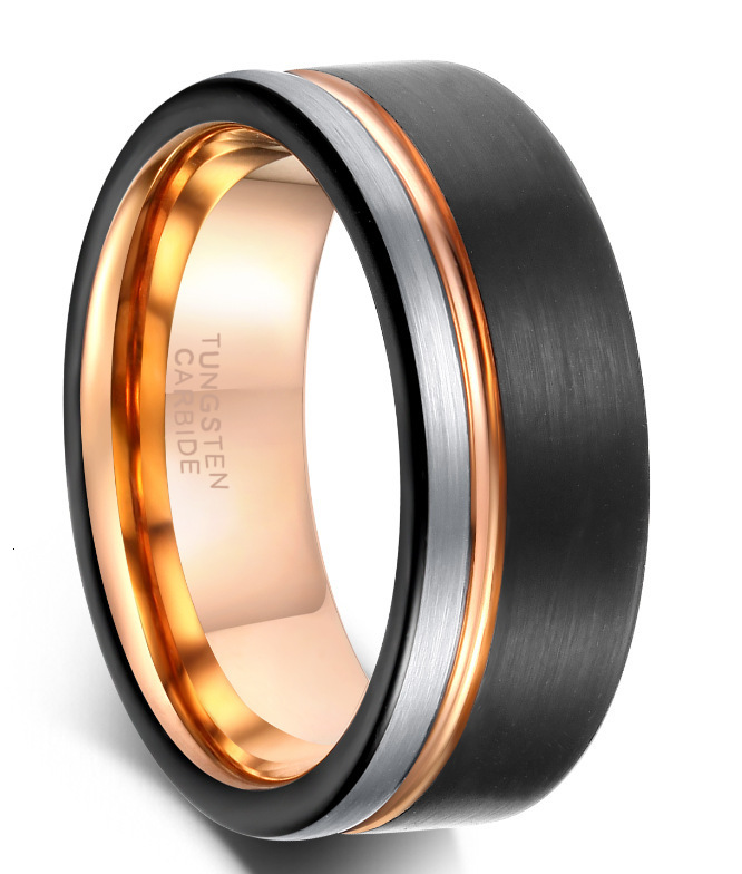 Trendy Accessories Mens Jewelry Wide 68mm Black Rose Gold Silver Three-Color Dominant Tungsten Steel Ring 26