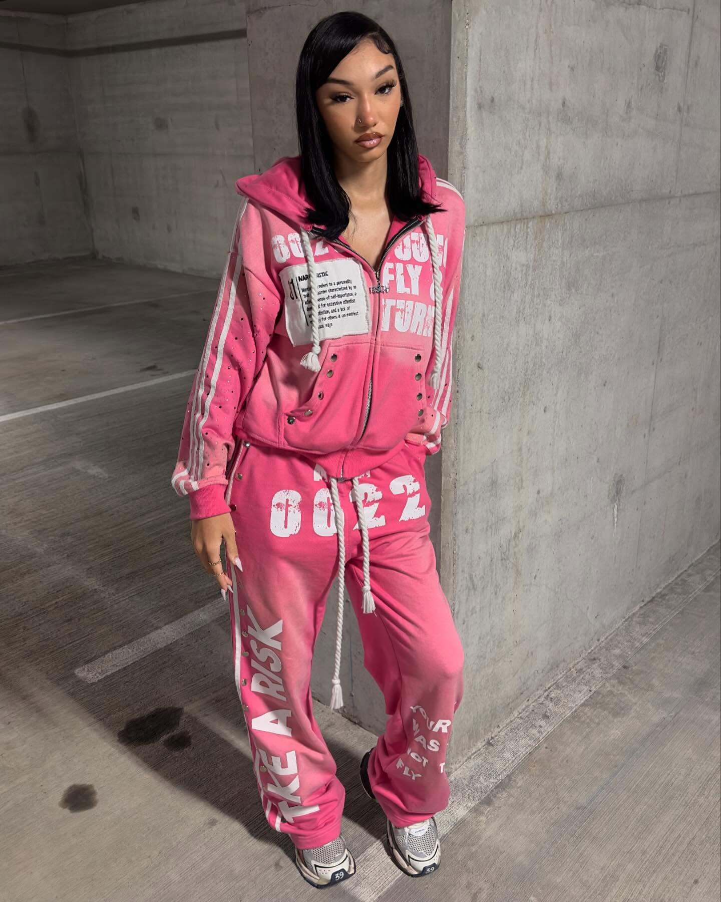 Hooded Sweatshirt Set Fashion Casual Long Pants Printed Hip Hop Rock Unisex Sweatshirt Jacket 241219