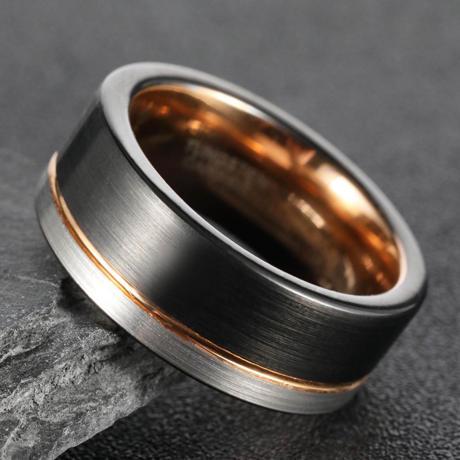 Trendy Accessories Mens Jewelry Wide 68mm Black Rose Gold Silver Three-Color Dominant Tungsten Steel Ring 26