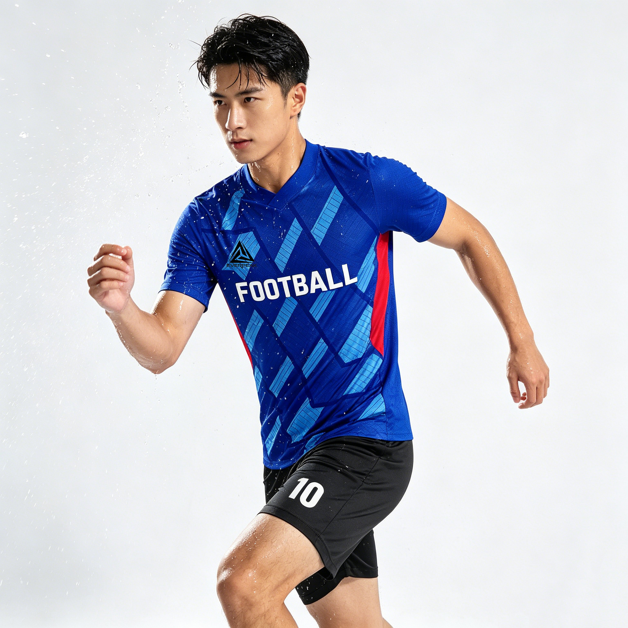 Custom Geometric Abstract Soccer Uniform Set Breathable Polyester OEM Football Jersey Shorts for Team Matches - view 3