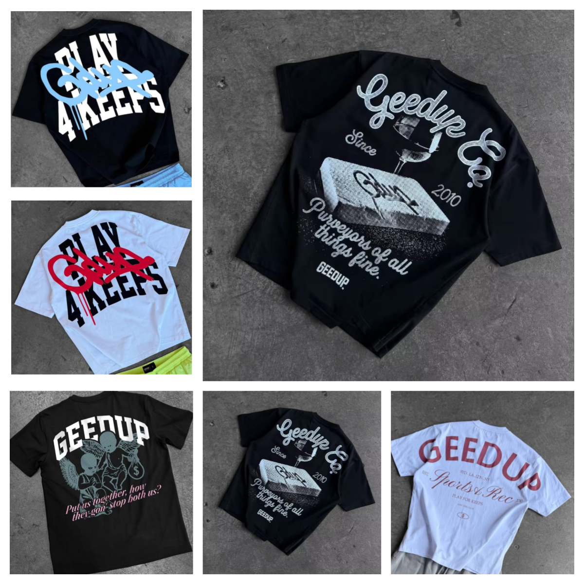 Men's T Shirts Harajuku Retro Streetwear T-Shirt With Geedup Japanese Tees KANJI LETTERING Graphic Vintage Mens Clothing For Summer