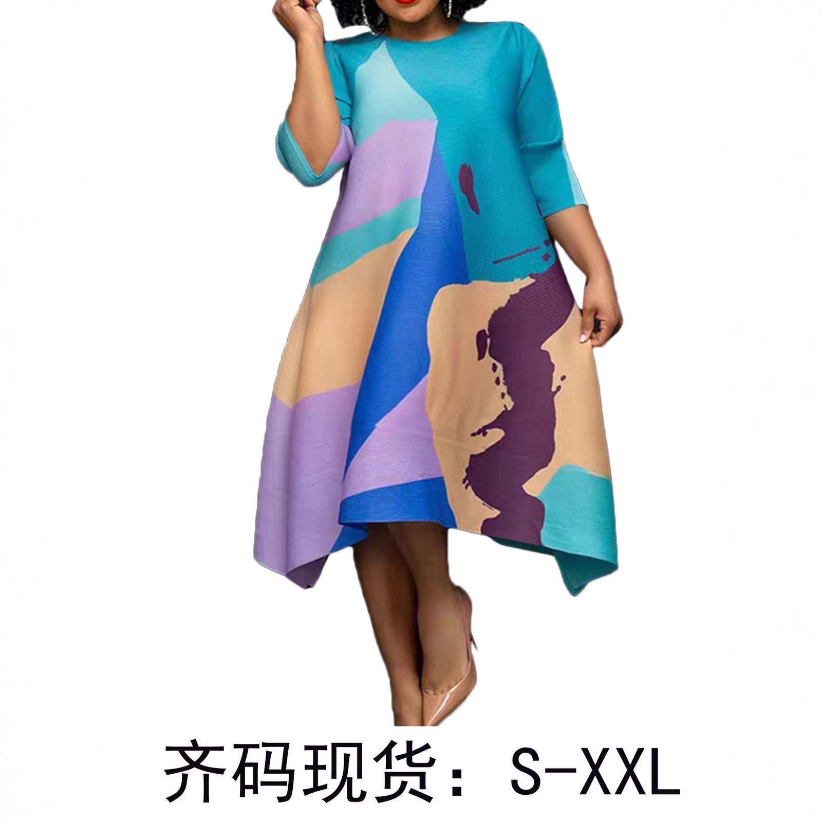 GT9135 Double sided positioning printed dress with loose fit 250121