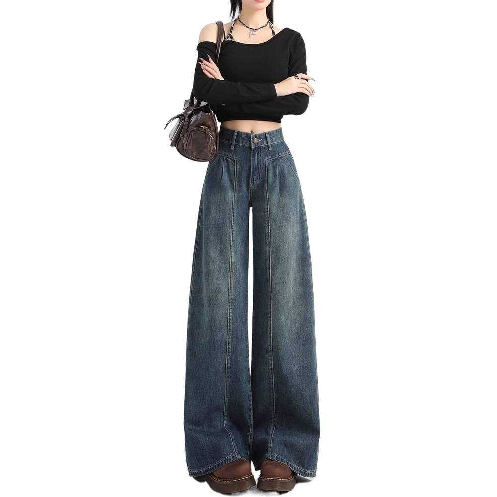 Womens jeans 2025 style this year with a draping effect high waist slimming straightleg pants for pearshaped body y240930