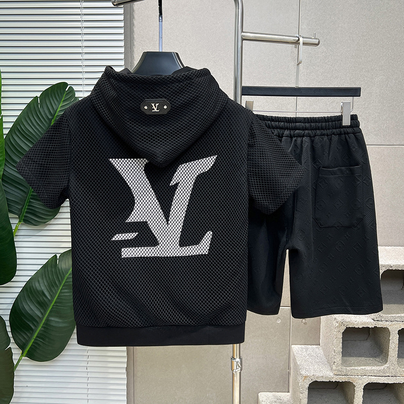 Top Designer Luxury Men's High-end Quality Trendy Letter Hoodie Summer New Hooded Short Sleeved Casual Loose High-end Fashionable Versatile Light