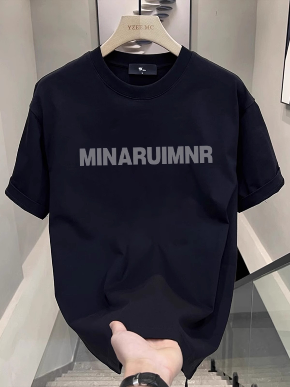 2026 Letter Print Men's Short Sleeve T-Shirt, Summer Pure Cotton Loose Casual Heavyweight Top