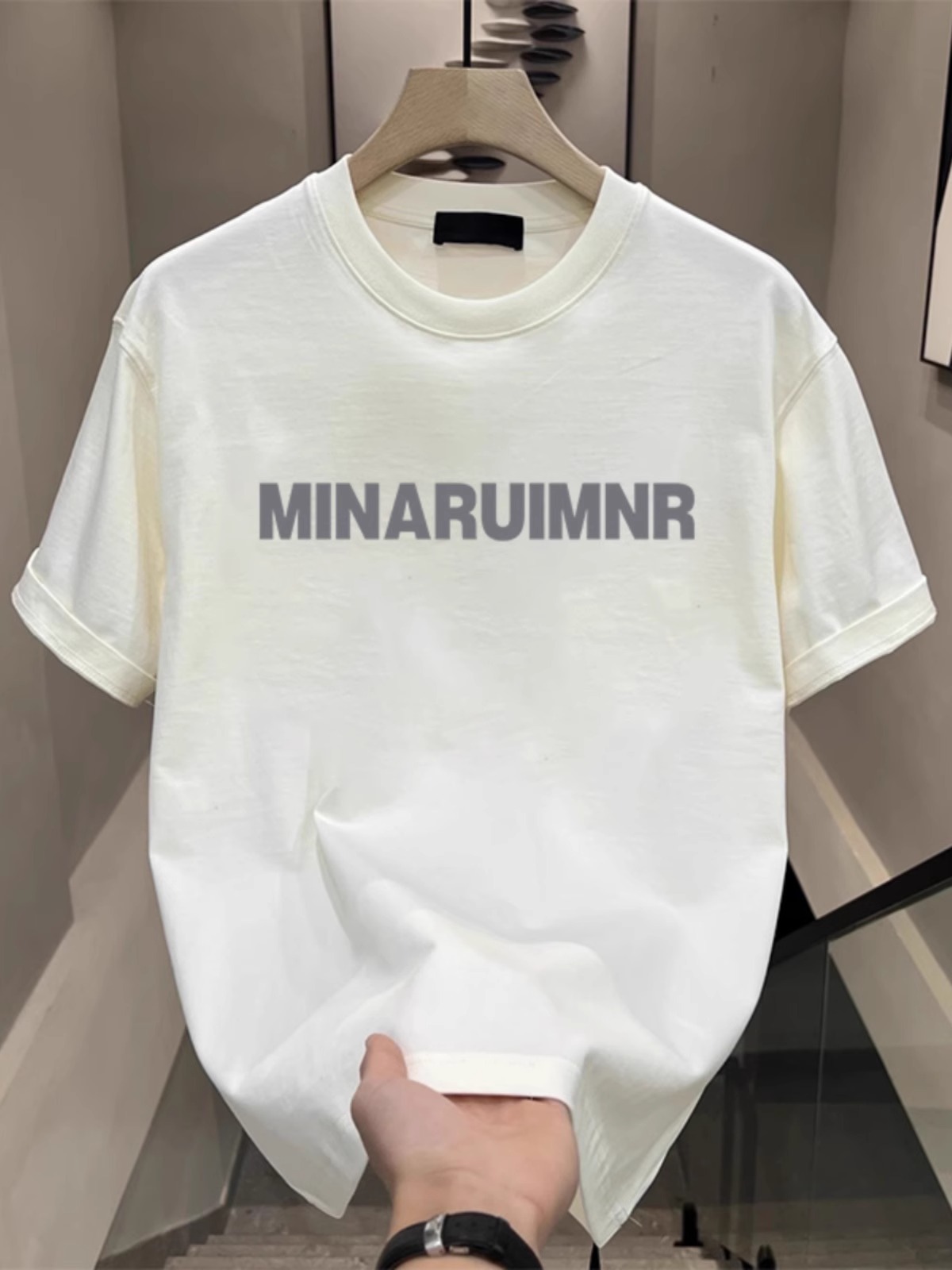 2026 Letter Print Men's Short Sleeve T-Shirt, Summer Pure Cotton Loose Casual Heavyweight Top