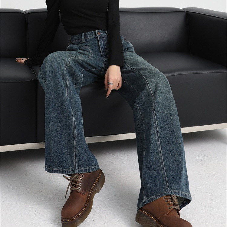 Womens jeans 2025 style this year with a draping effect high waist slimming straightleg pants for pearshaped body y240930
