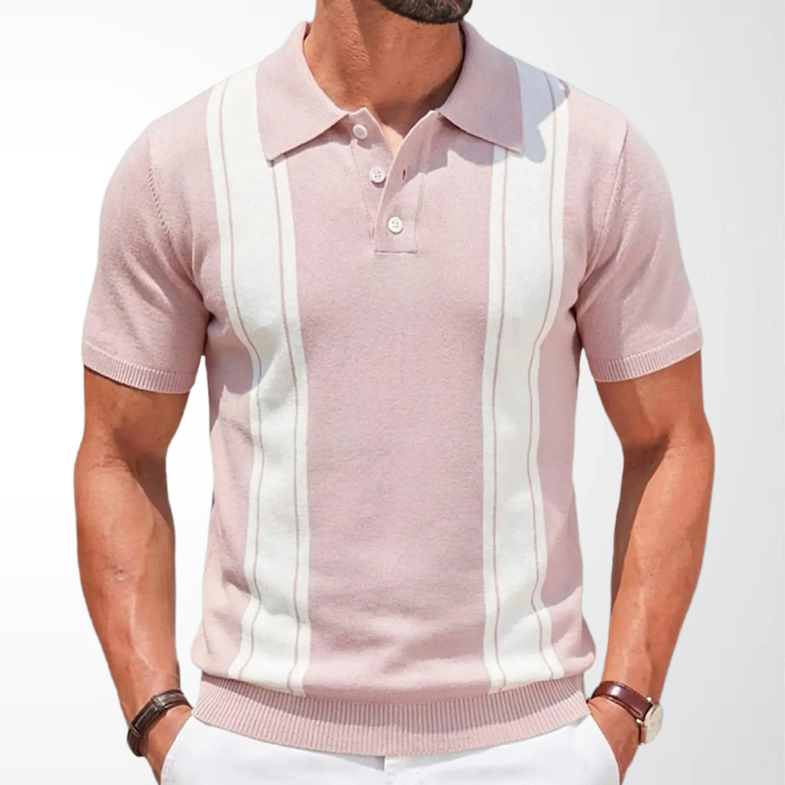 Summer Mens Clothing Knit Short Sleeve Polo Shirt Casual Streetwear Lapel Button Down Cardigan Breathable Tops 250214
