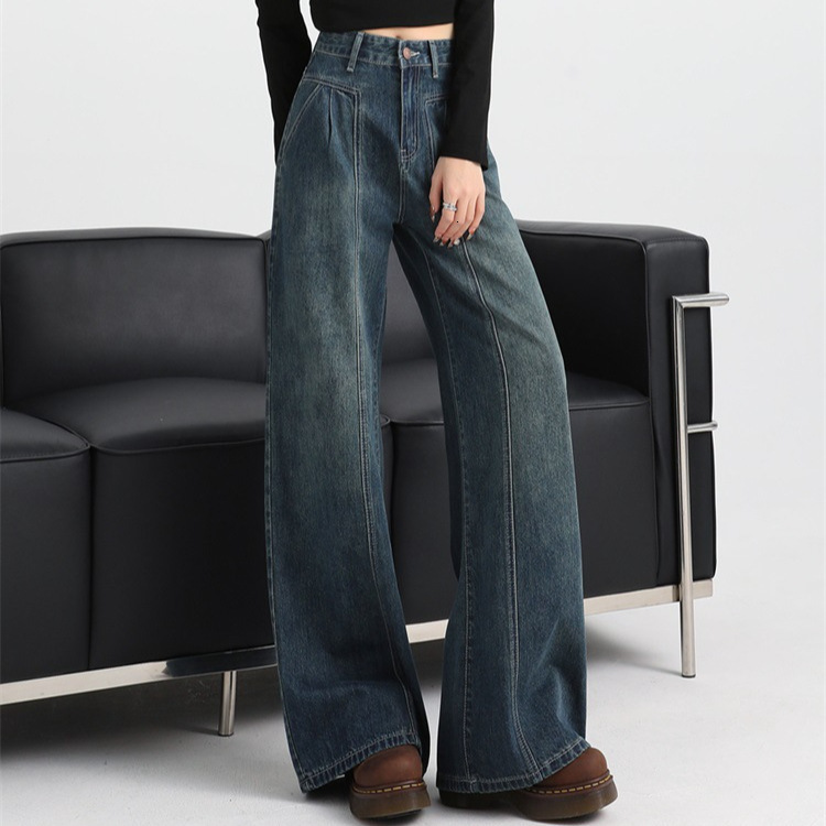 Womens jeans 2025 style this year with a draping effect high waist slimming straightleg pants for pearshaped body y240930