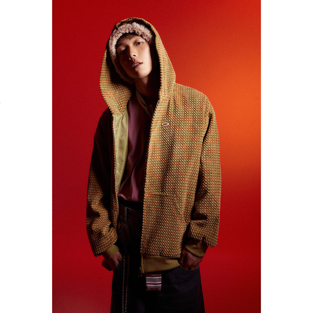 Casual Warm Street Style Retro Waffle Texture Zip Up Hoodie Men and Womens Brown Oversized Coat Y2K Harajuku Trendy Fashion Coat 260311