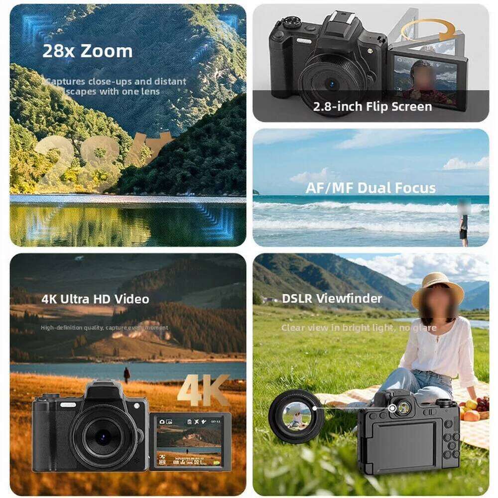 68MP HD DSLR Digital Camera With Flip Screen Viewfinder Knob & Beauty Function Photography Accessories J260527 - view 5