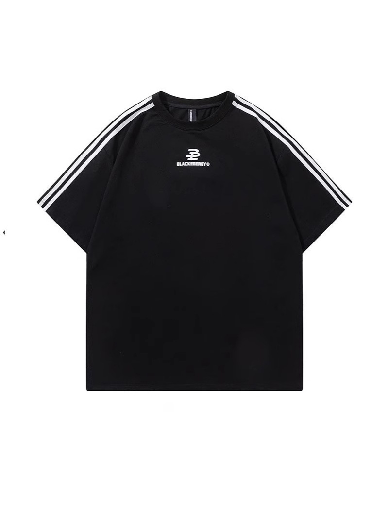 2026 Summer Unisex 3-Stripes T-Shirt, American High Street Oversized Crew Neck, Sporty Letter Print Short Sleeve, Casual Couple Tops