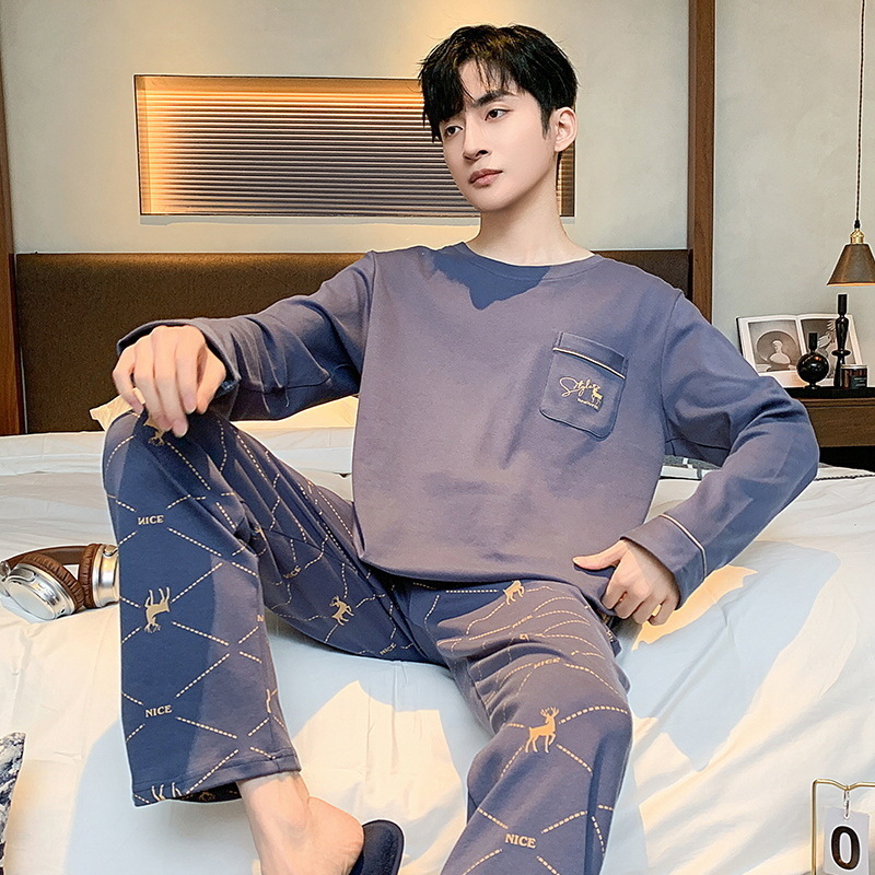 Men's Sleepwear Autumn Men's Pure Full Cotton Pajamas Plaid Sleepwear Big Yards L-4XL Pajama Sets Casual Sleep Lounge Pyjamas Pijamas Hombre