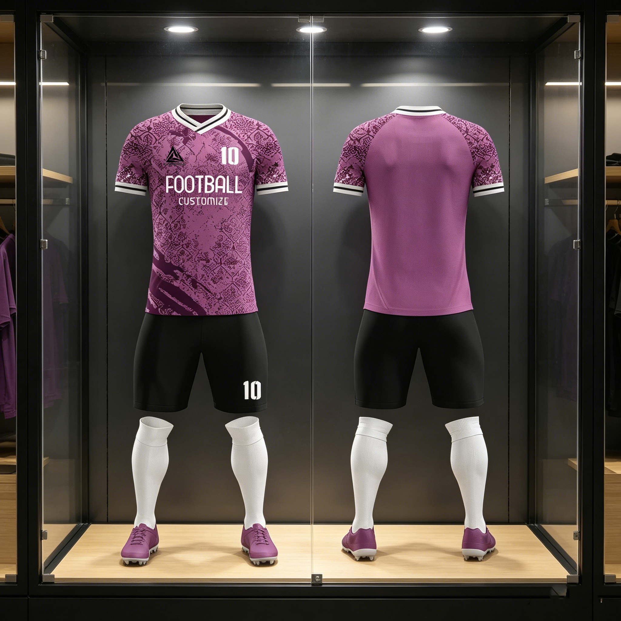 Custom Soccer Jersey Set Men Purple Camo Football Uniform with Shorts Personalized Name Number Breathable Quick Dry Team Kit - view 6