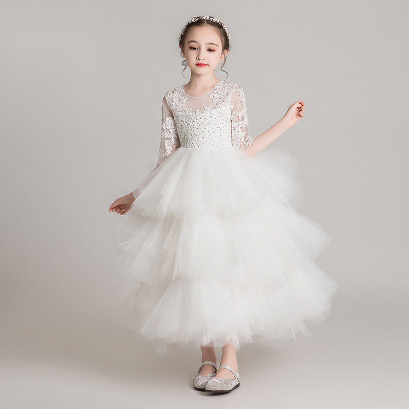 Childrens Dress Girls Princess Dress fluffy gauze exotic flower childrens wedding dress host piano performance dress show 251204