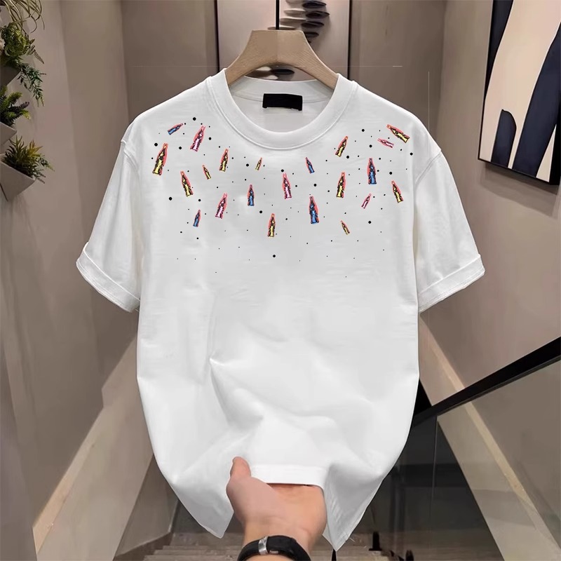2026 Summer Men's Cotton T-Shirt, American Trendy Graphic Print, Crew Neck, Loose Casual Slim Fit, Streetwear Short Sleeve Tops