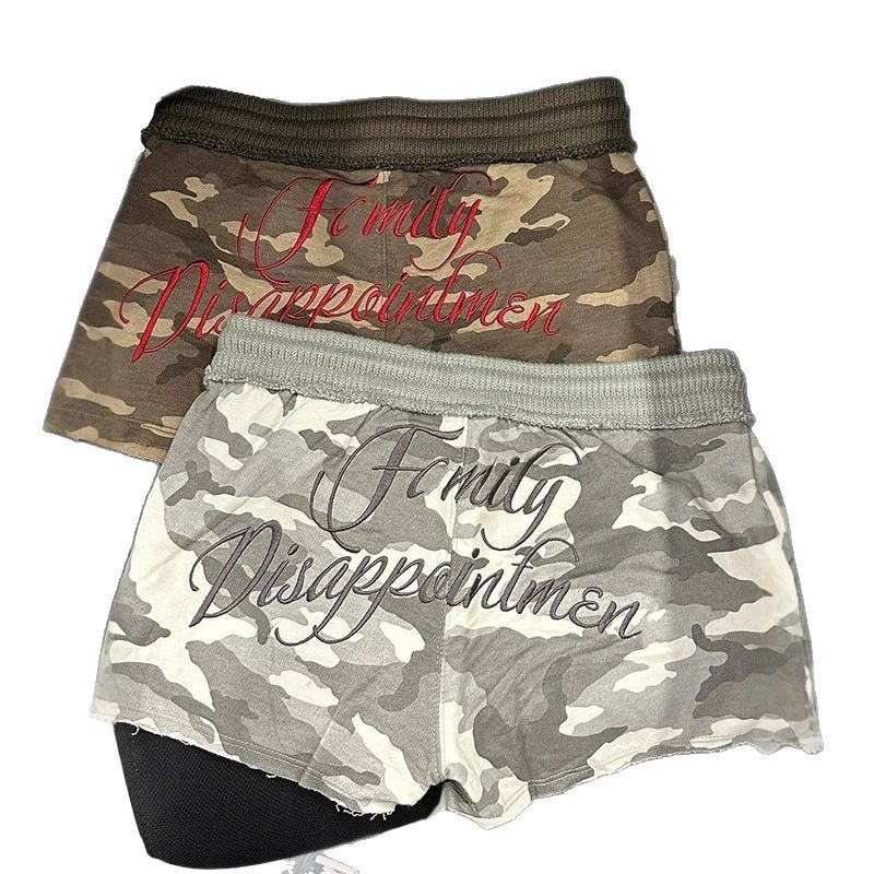 Camouflage retro shorts chic casual versatile Harajuku Y2K crop bottoms grunge punk fashion street slim womens shorts 250613