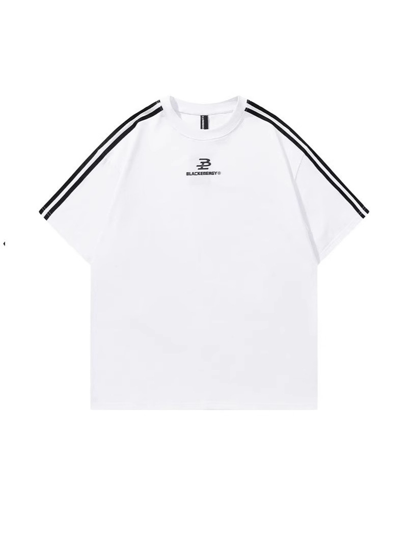 2026 Summer Unisex 3-Stripes T-Shirt, American High Street Oversized Crew Neck, Sporty Letter Print Short Sleeve, Casual Couple Tops