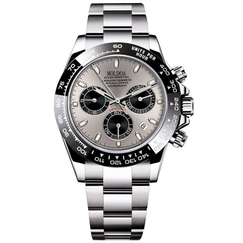 Light Luxury Panda Disc Three Eye Timing Mens Watch Waterproof Night Light Sports Watch The First Choice For Street Business Dual Use Gift Giving