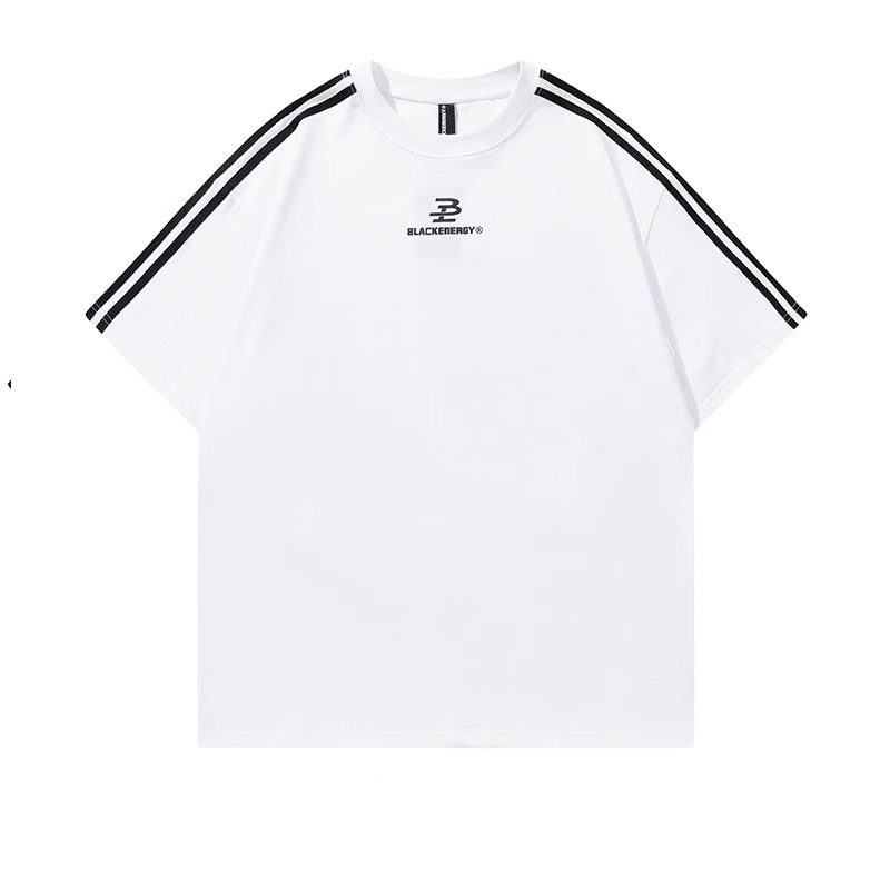 2026 Summer Unisex 3-Stripes T-Shirt, American High Street Oversized Crew Neck, Sporty Letter Print Short Sleeve, Casual Couple Tops