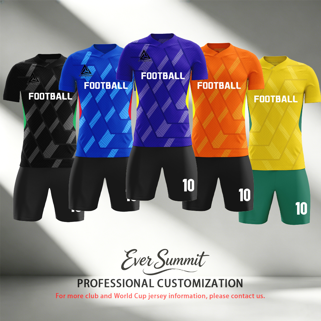 Custom Geometric Abstract Soccer Uniform Set Breathable Polyester OEM Football Jersey Shorts for Team Matches - view 1