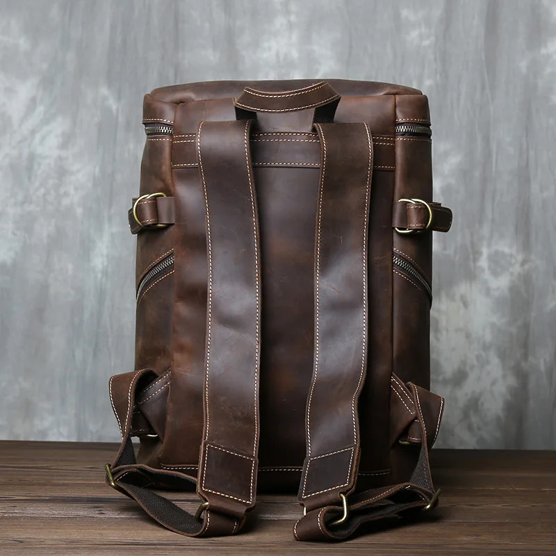 Retro Crazy Horse Leather Vertical Style Backpack Mens Head Layer Cowhide Large Capacity Business Travel Computer Bag y260611 - view 3
