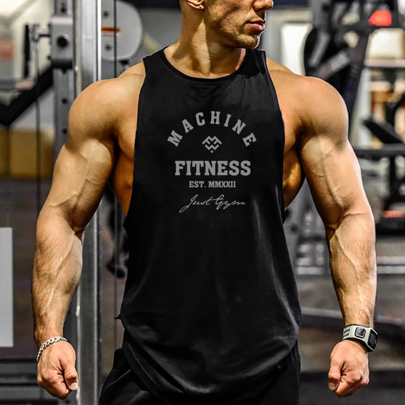MACHINE FITNESS JUST GYM Bodybuilding Tank Top Mens Workout Vest Cotton Sleeveless shirt Jogger clothing Muscle Stringer Singlet 260527