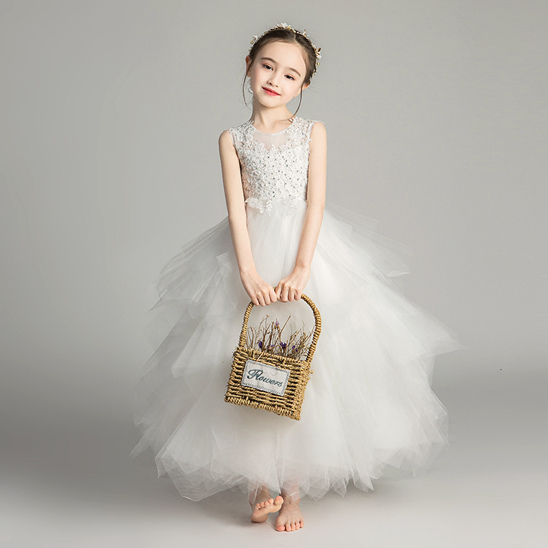 Childrens Dress Girls Princess Dress fluffy gauze exotic flower childrens wedding dress host piano performance dress show 251204