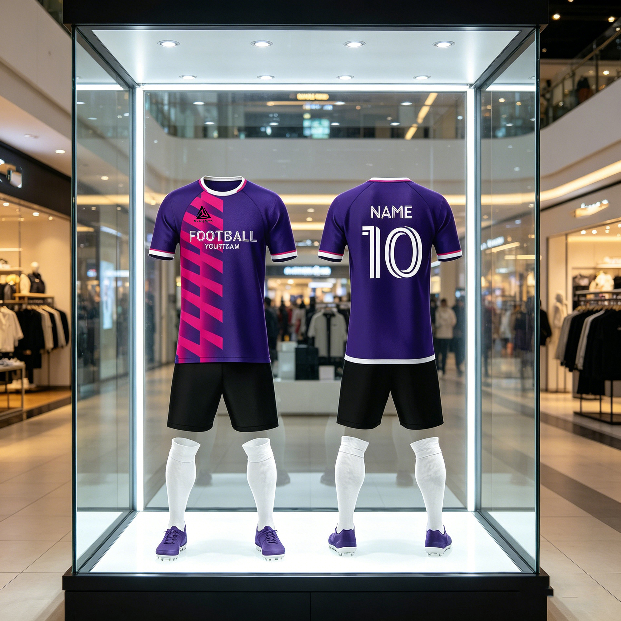 Custom Soccer Jersey Set Men Purple Pink Geometric Football Uniform with Shorts Personalized Name Number Breathable Quick Dry Team Kit - view 3