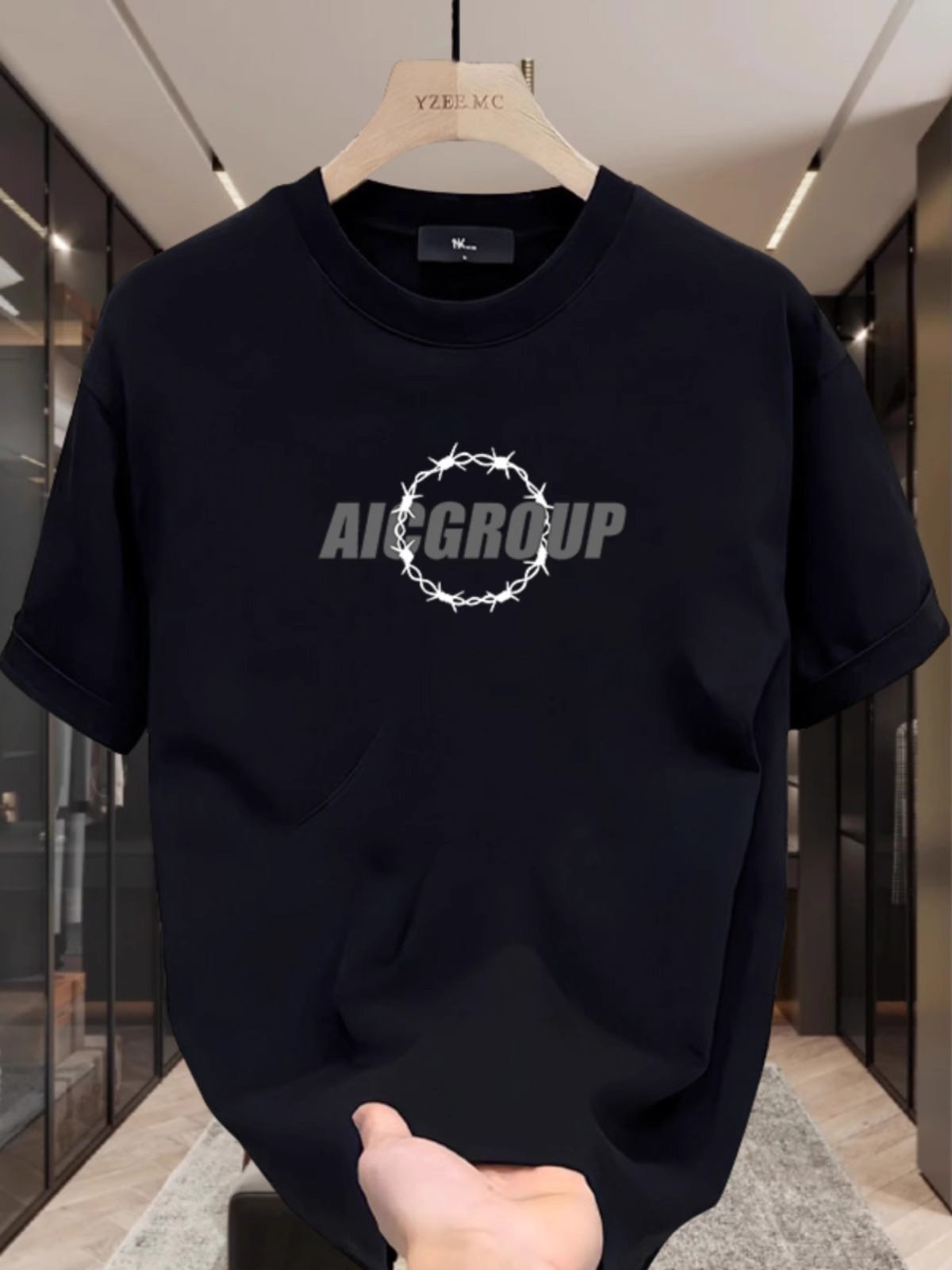 2026 Spring Summer Unisex Heavyweight Cotton T-Shirt, Oversized Crew Neck, American Streetwear, Loose Casual Trendy Graphic Tee