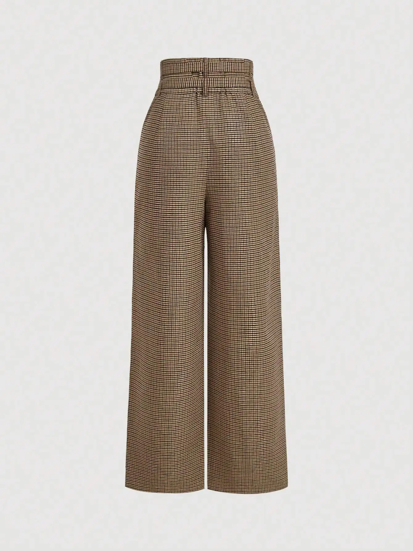 Womens plaid wideleg trousers retro highwaisted casual cargo style with belt 260625 - view 3