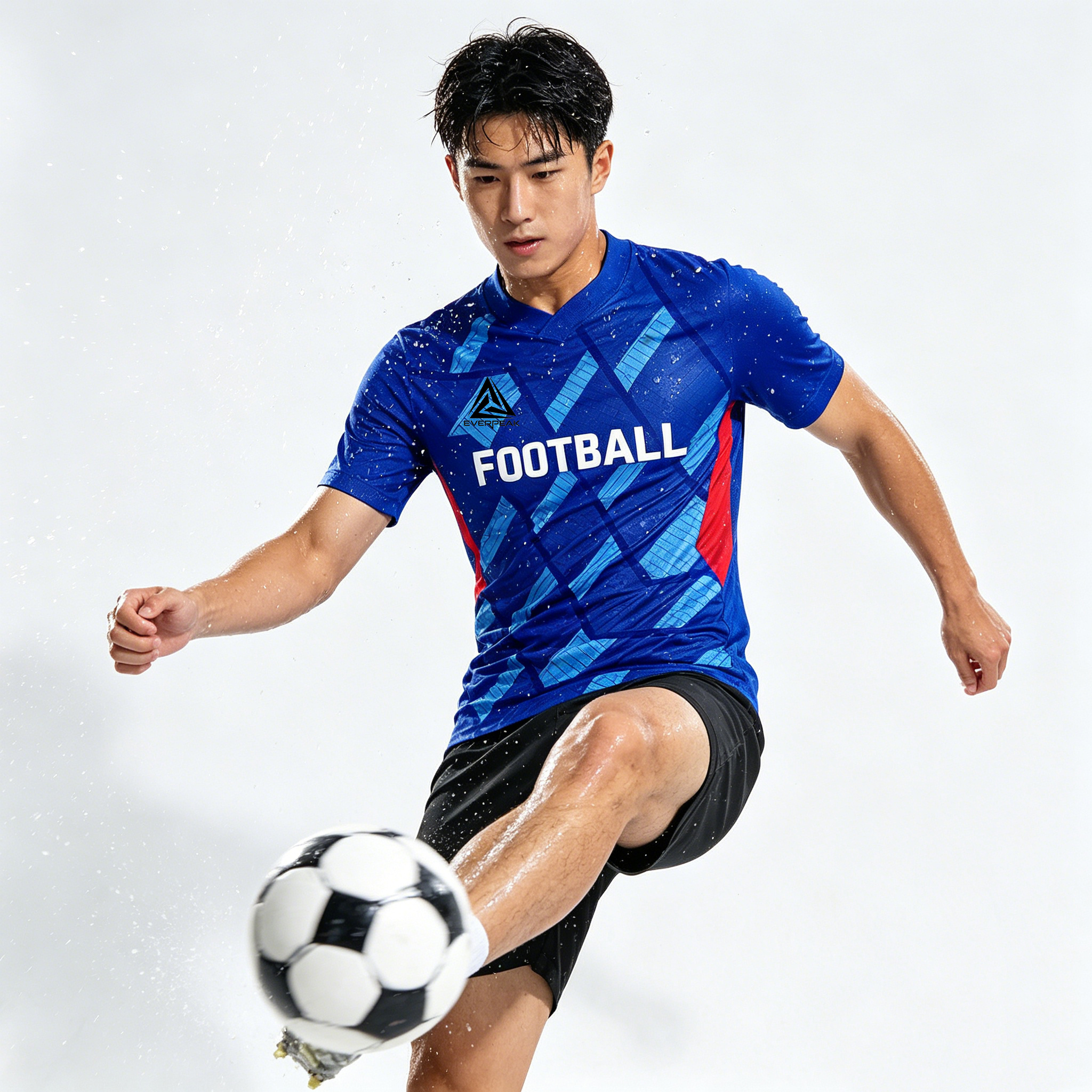Custom Geometric Abstract Soccer Uniform Set Breathable Polyester OEM Football Jersey Shorts for Team Matches - view 4