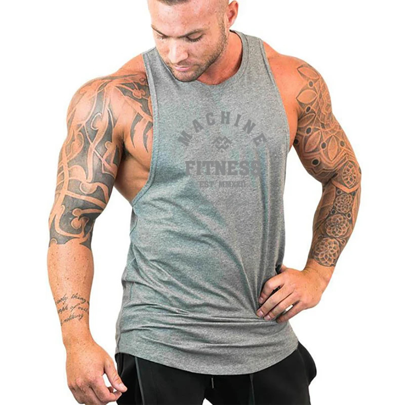 MACHINE FITNESS JUST GYM Bodybuilding Tank Top Mens Workout Vest Cotton Sleeveless shirt Jogger clothing Muscle Stringer Singlet 260527