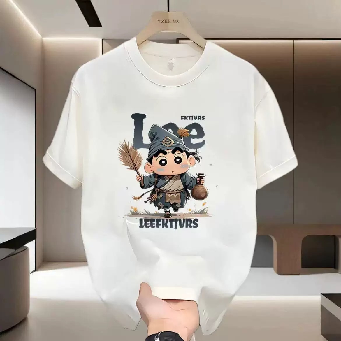 2026 Summer New Arrival Streetwear Cartoon Print T-Shirt, Men's Loose Trendy Premium Casual