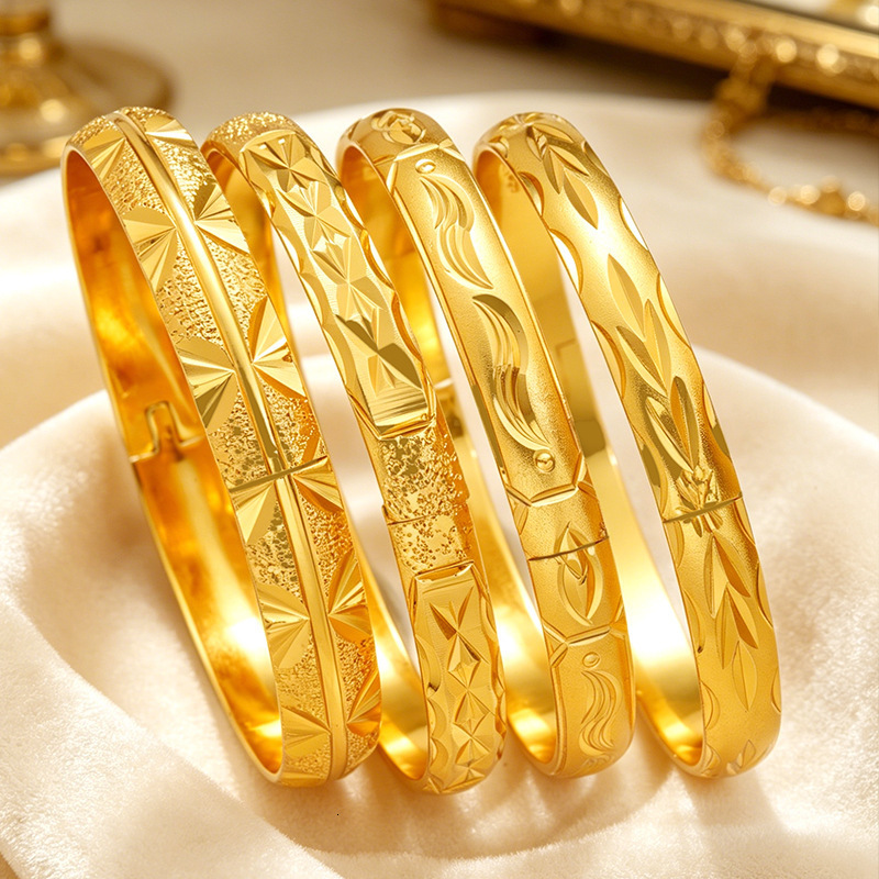 Dubai Openable Bangles For Women Ethiopian Jewelry Gold Color Bangles Bracelets Girls Birthday Jewelry Gifts 251027