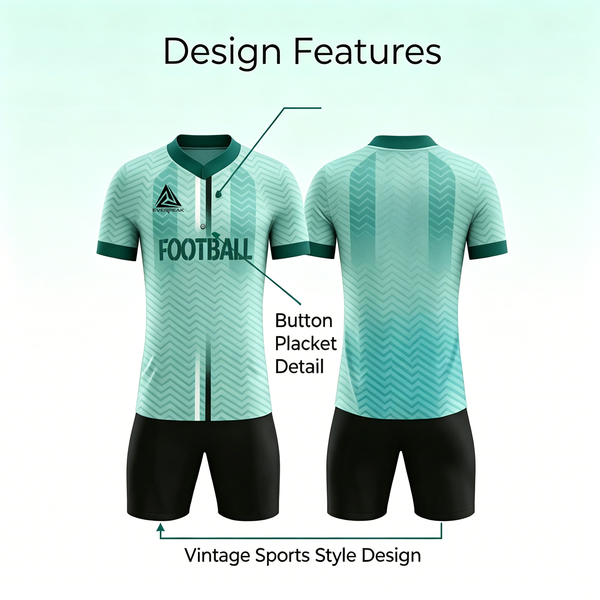 Custom V Neck Center Line Soccer Uniform Set Breathable Polyester OEM Football Jersey Shorts for Team Matches - view 8