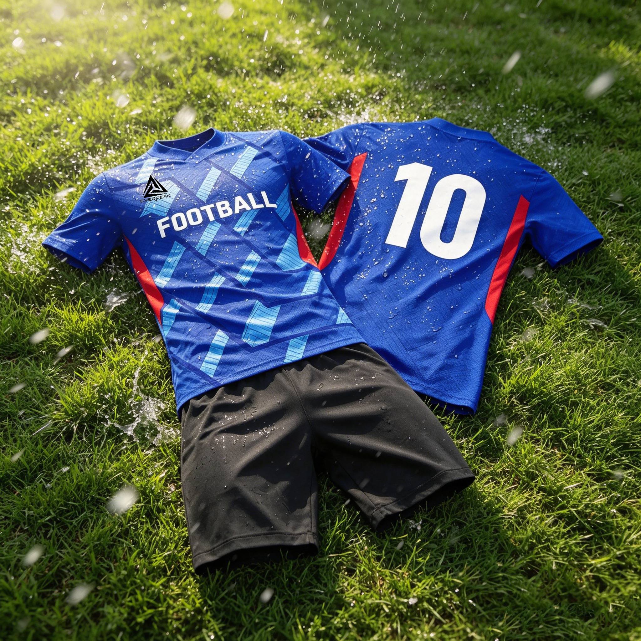 Custom Geometric Abstract Soccer Uniform Set Breathable Polyester OEM Football Jersey Shorts for Team Matches - view 6