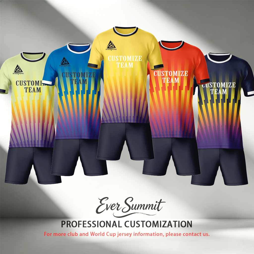 Custom Soccer Jersey Set Men White Yellow Purple Gradient Football Uniform with Shorts Personalized Team Name Number Quick Dry Kit