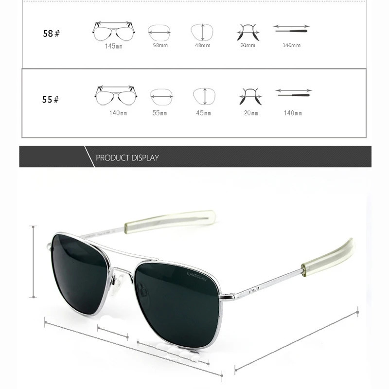 RE Pilot Sunglasses Men Tempered Glass Lens Top Quality ner AO Sun Glasses Male American Army Military 260526 - view 5