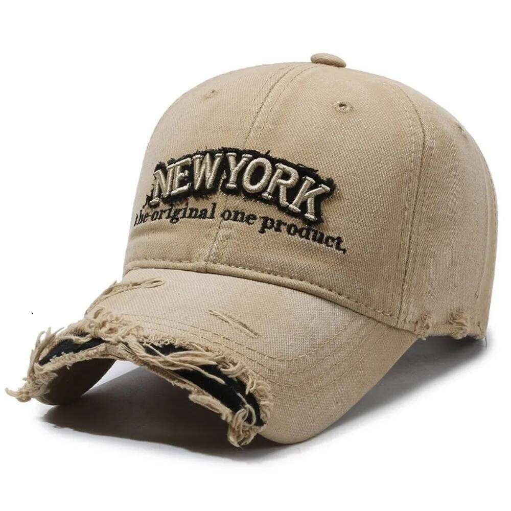 Letter New York Broken Hole Washed Cotton Adjustable Embroidery Baseball Cap Sunshade Hats For Man Women Fashion