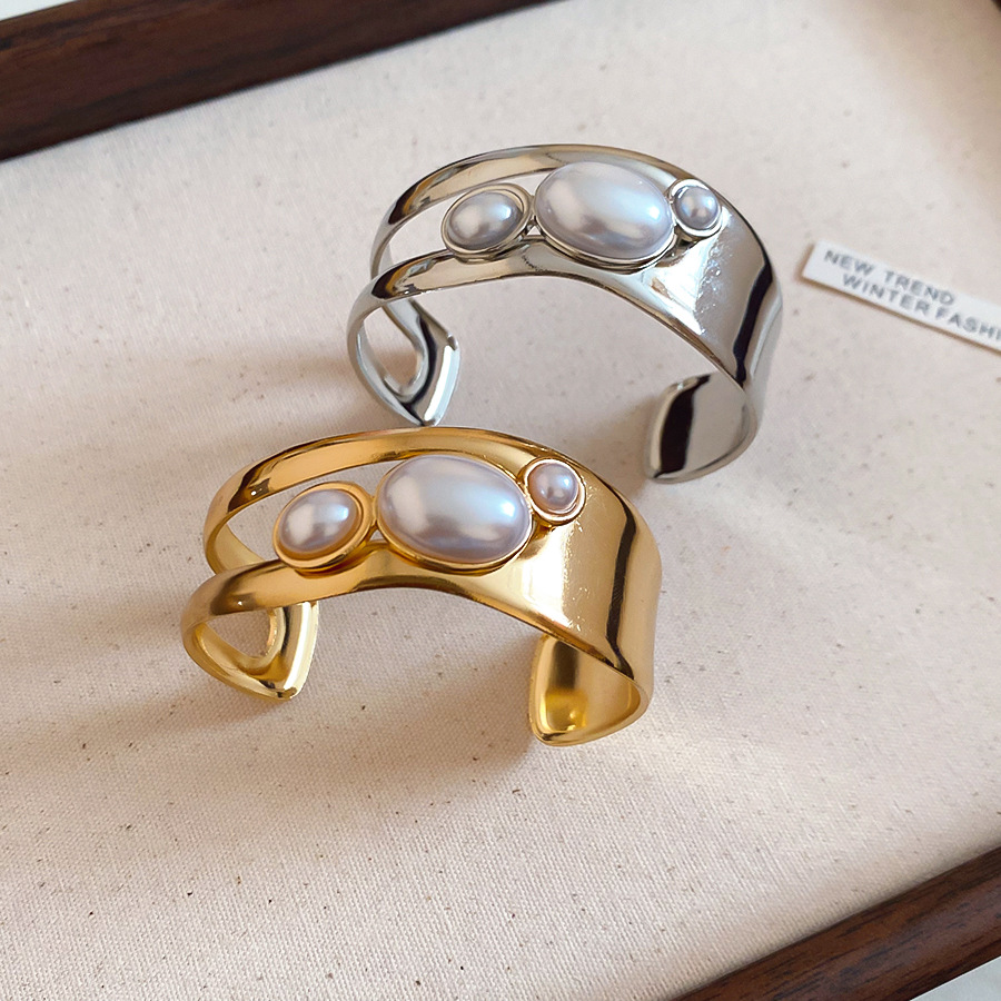 18K Real Gold Plated Stainless Steel Tiger Eye Stone Oval Open Bracelet European and American Style Unique Niche Elegant High-end Jewelry - view 9