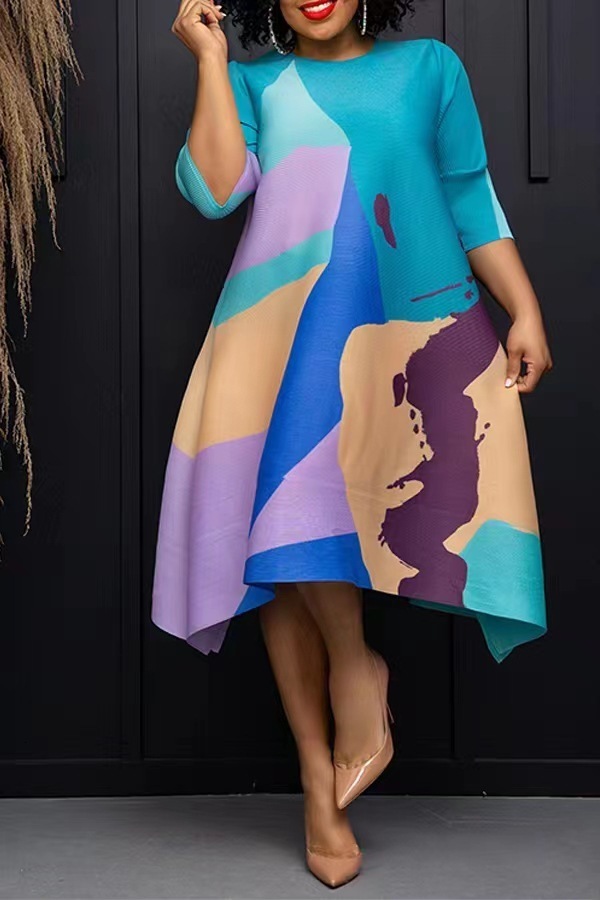 GT9135 Double sided positioning printed dress with loose fit 250121