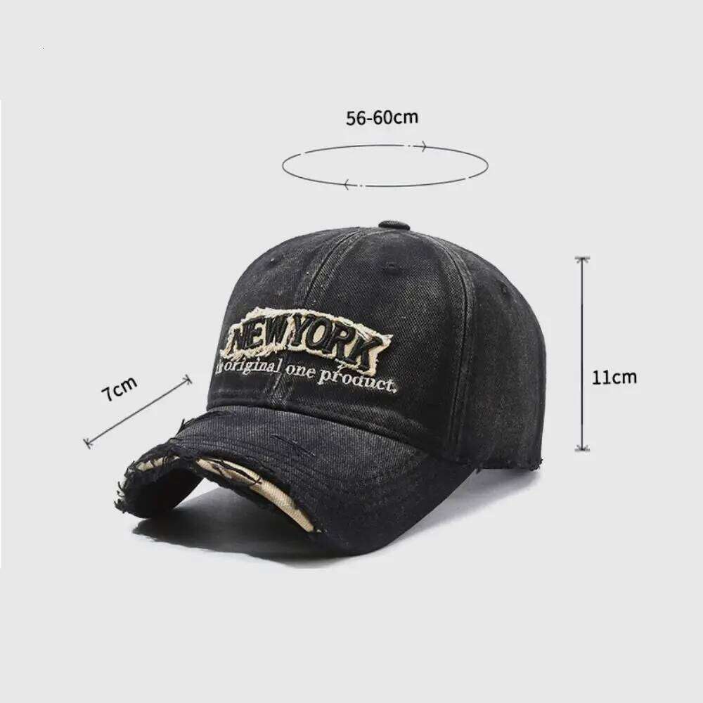 Letter New York Broken Hole Washed Cotton Adjustable Embroidery Baseball Cap Sunshade Hats For Man Women Fashion