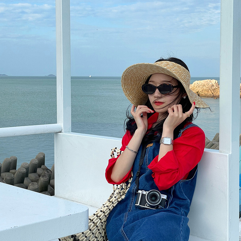 Visors Summer Empty Top Round Sun Hats For Women Elegant Wide Large Brim Beach Straw Hat Casual Panama Caps Uv Protection Cap Sombrero 230615
