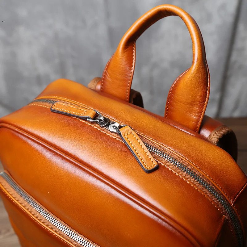 Vegetable Tanned Cowhide Shoulder Backpack Mens Head Layer Vintage Casual Multifunctional Large Capacity Computer Bag y260611 - view 6