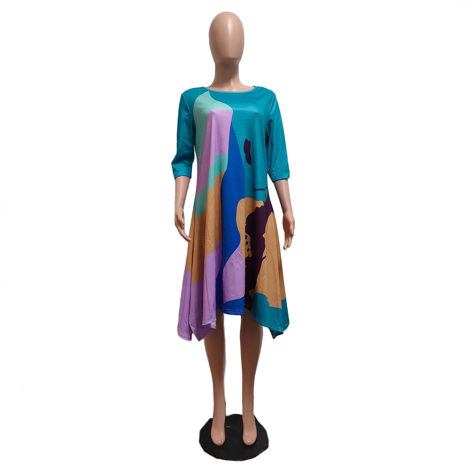GT9135 Double sided positioning printed dress with loose fit 250121