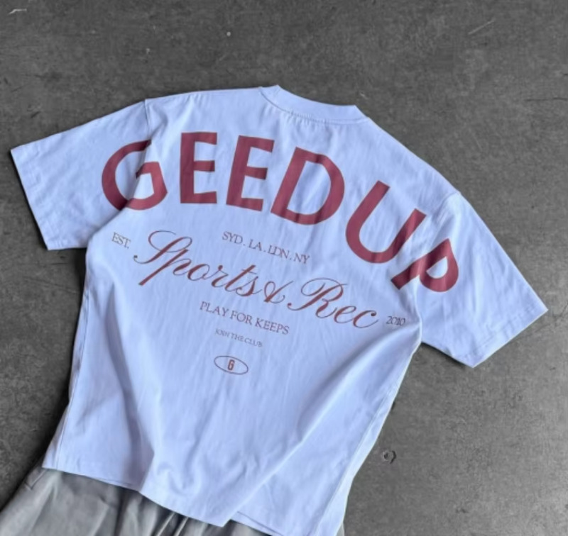 Men's T Shirts Harajuku Retro Streetwear T-Shirt With Geedup Japanese Tees KANJI LETTERING Graphic Vintage Mens Clothing For Summer