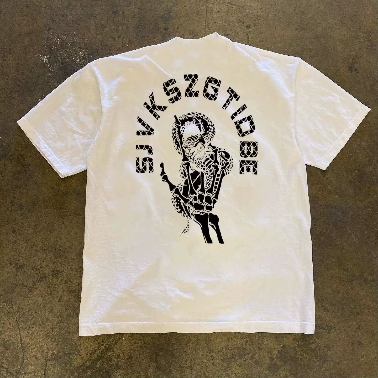 2026 Summer American High Street T-Shirt, Men's Loose Skull Print Short Sleeve, Chinese Streetwear Plus Size Casual Tee