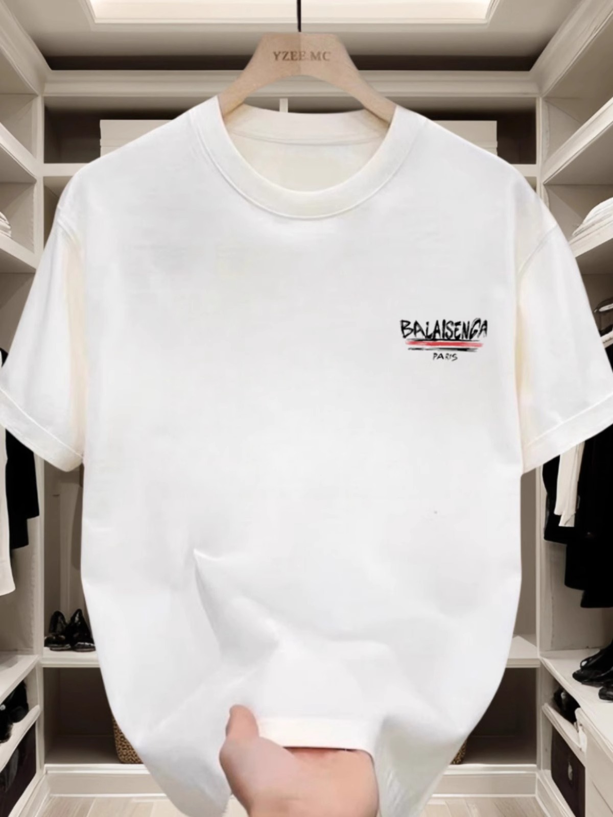 Heavyweight men's short sleeve T-shirt, double combed cotton, trendy loose crew neck tee, new summer casual top